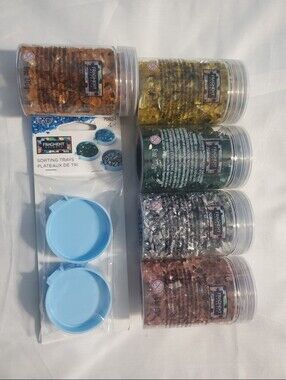 New Bundle Lot Of Plaid Fragment Effects Glass Chips 6oz Each +4pc Sorting Trays